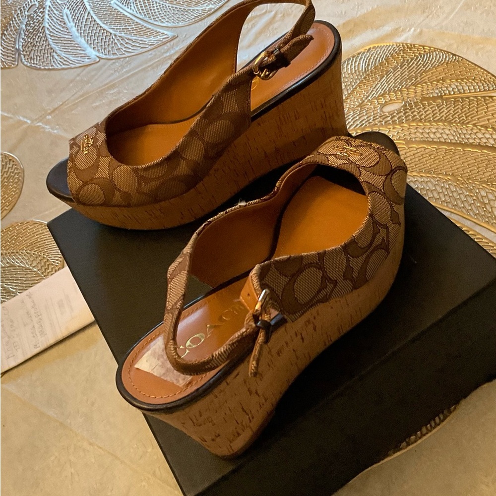 Coach wedges 6.5m, brown & tan